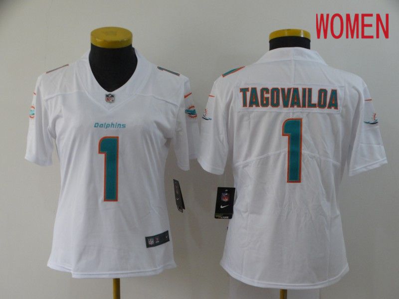 Women Miami Dolphins #1 Tagovailoa White Nike Vapor Untouchable Stitched Limited NFL Jerseys